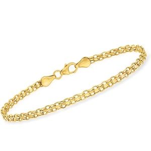 RS Pure by Ross-Simons Italian 14kt Yellow Gold Bismark-Link Bracelet. 7 inches